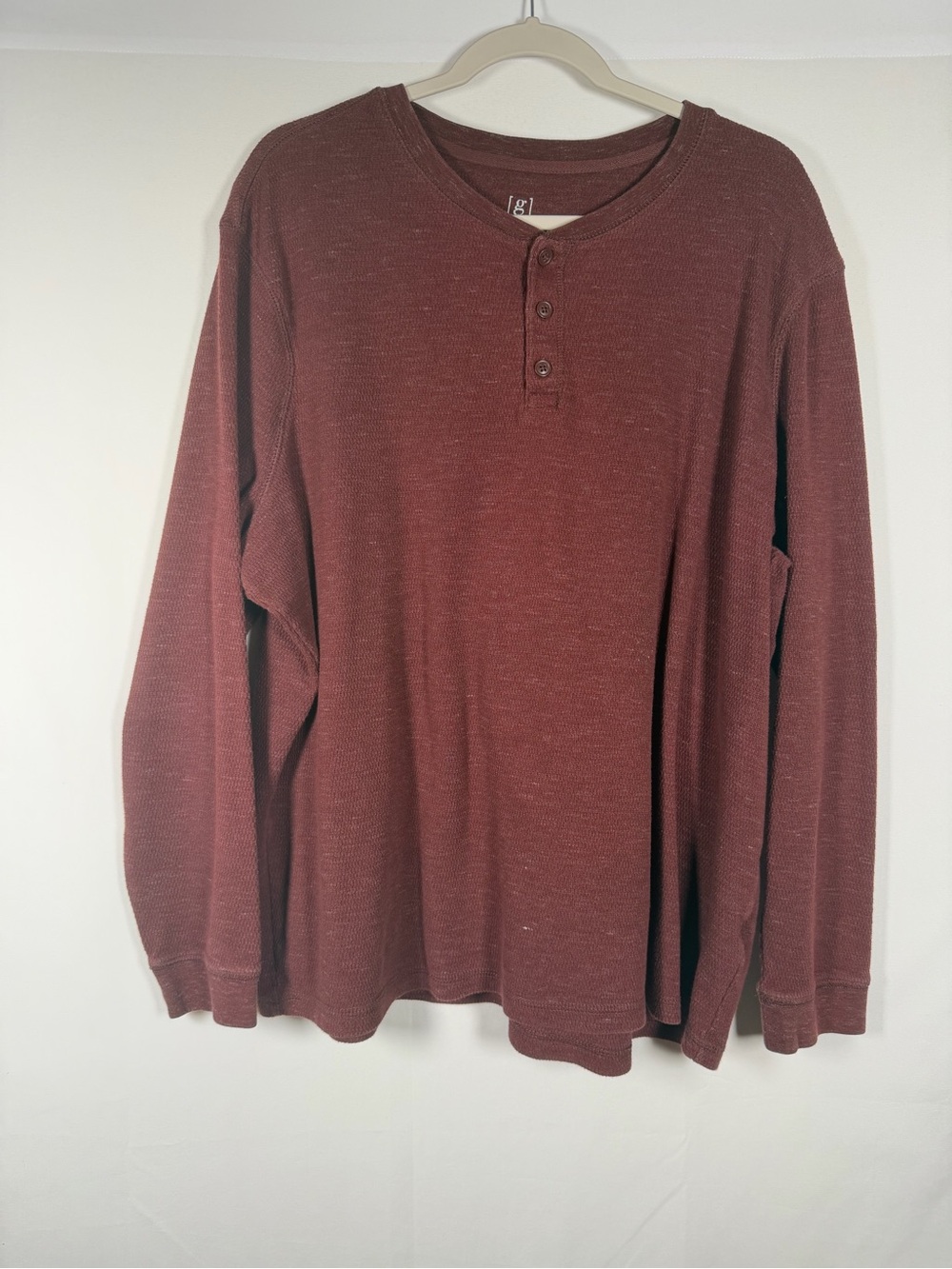 Men’s Long-Sleeve Henley in Deep Wine - Outdoors, Base layer, Granola